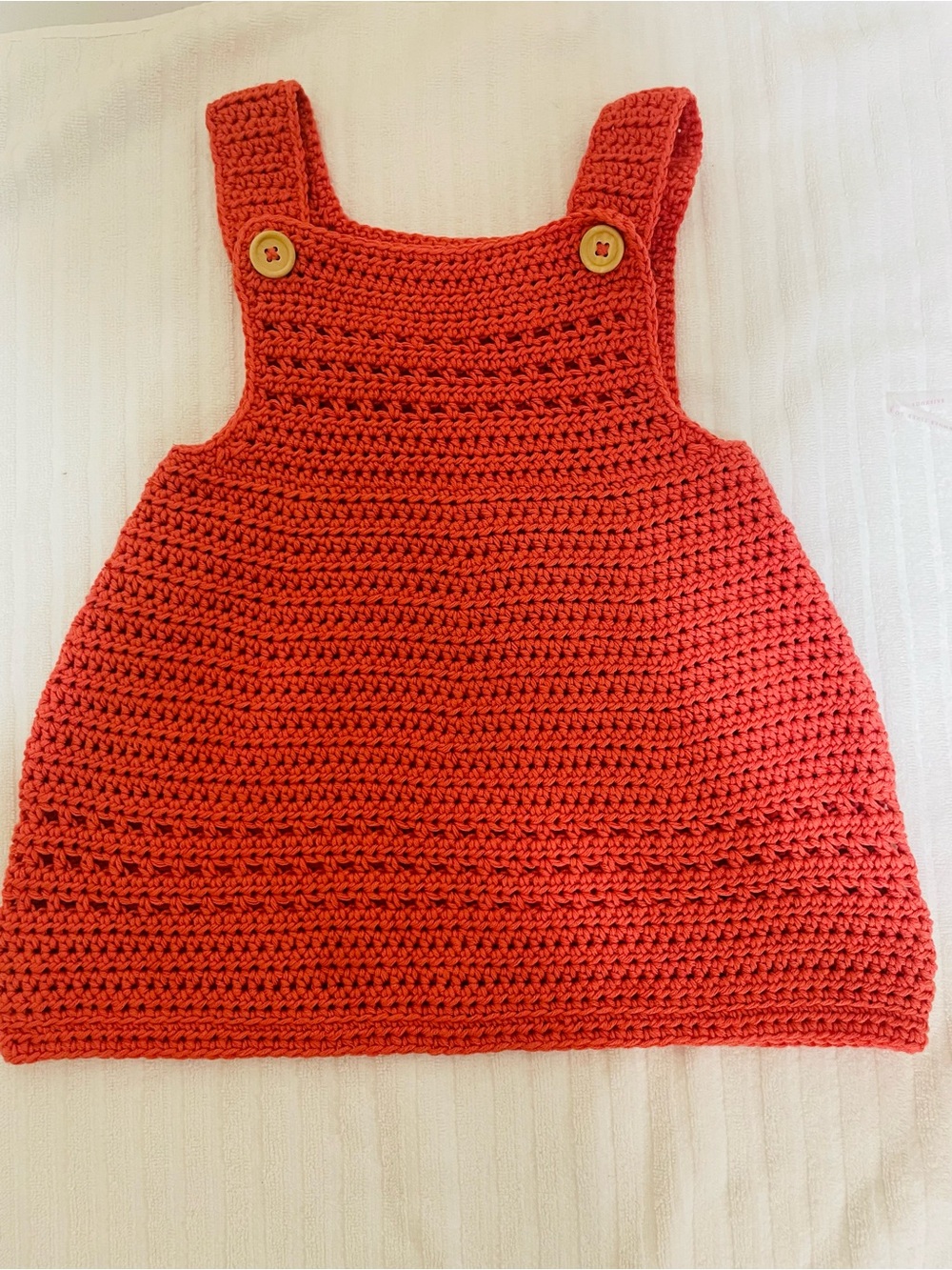 Handmade Crocheted Girl Dress, Red/Orange 2T, cotton/acrilic, NEW